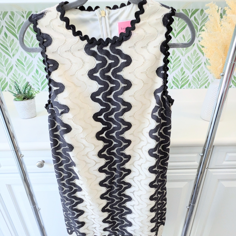 KATE SPADE RETRO Black and White WOVEN Mini Dress SIZE 8 - Picture 4 of 8